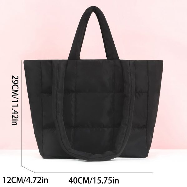Tote bag for women, large capacity armpit bag, nine grid pattern - Image 4